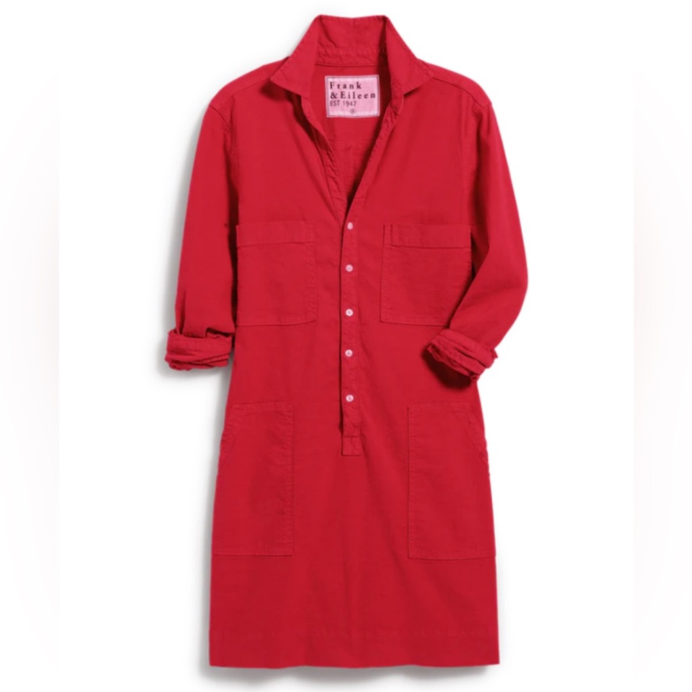 Frank & Eileen Southern Ireland Linen Blend Utility Mini Dress Red Size XS - Picture 5 of 16